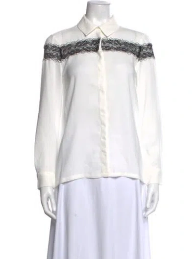 Pre-owned Maje Long Sleeve Blouse In White