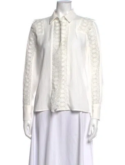 Pre-owned Maje Long Sleeve Blouse In White