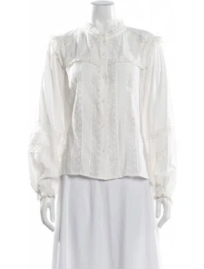 Pre-owned Maje Long Sleeve Blouse In White