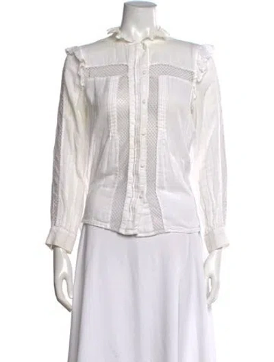 Pre-owned Maje Long Sleeve Blouse In White