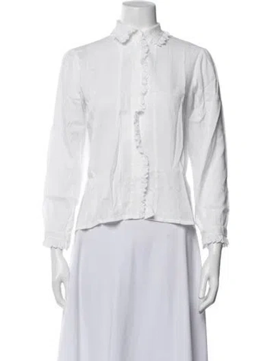 Pre-owned Maje Long Sleeve Blouse In White