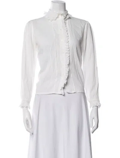 Pre-owned Maje Long Sleeve Blouse In White