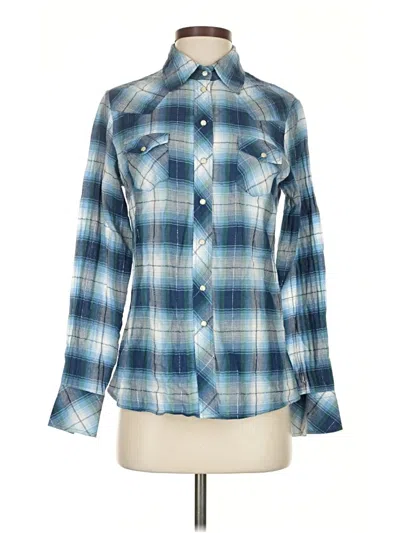 Pre-owned Maje Long Sleeve Button Down Shirt In Blue