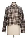 Maje Long Sleeve Button Down Shirt In Brown
