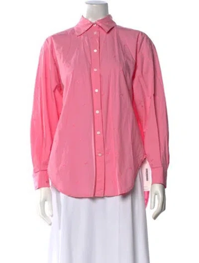 Pre-owned Maje Long Sleeve Button-up Top In Pink