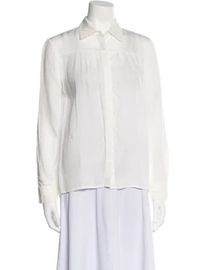 Pre-owned Maje Long Sleeve Button-up Top In White
