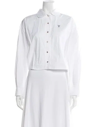 Pre-owned Maje Long Sleeve Button-up Top In White