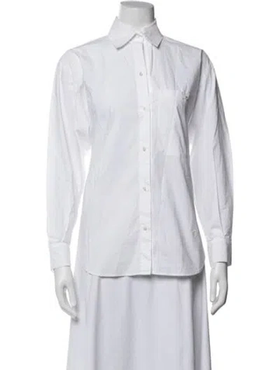 Pre-owned Maje Long Sleeve Button-up Top In White