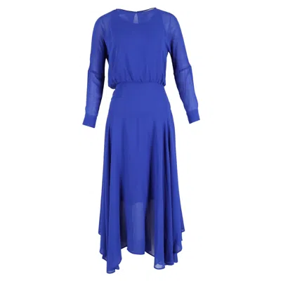 Maje Long Sleeve Maxi Dress In Blue Polyester