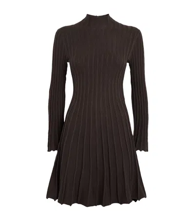 Maje Long-sleeve Mini Dress In Brown