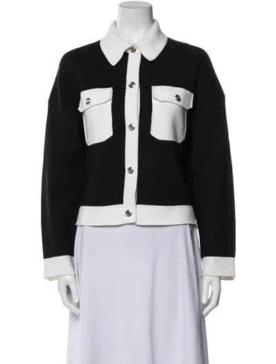 Pre-owned Maje Long Sleeve Polo In Black