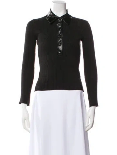 Pre-owned Maje Long Sleeve Polo In Black