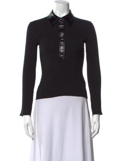 Pre-owned Maje Long Sleeve Polo In Black