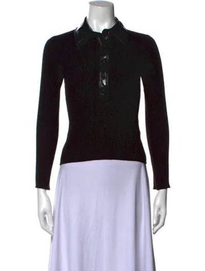 Pre-owned Maje Long Sleeve Polo In Black