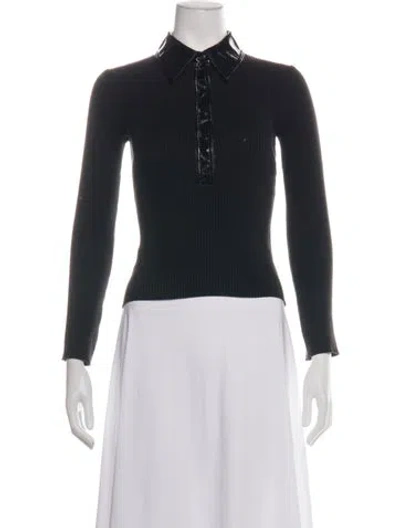 Pre-owned Maje Long Sleeve Polo In Black