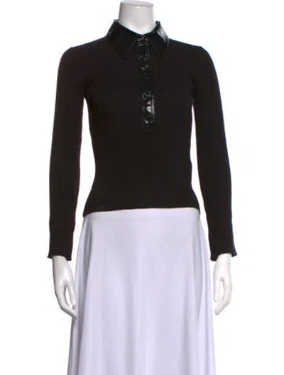 Pre-owned Maje Long Sleeve Polo In Black