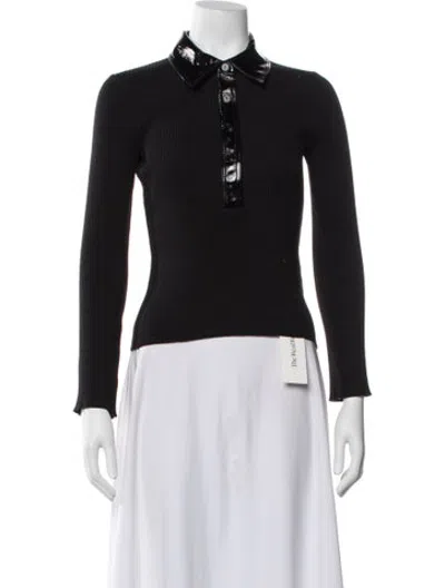 Pre-owned Maje Long Sleeve Polo In Black