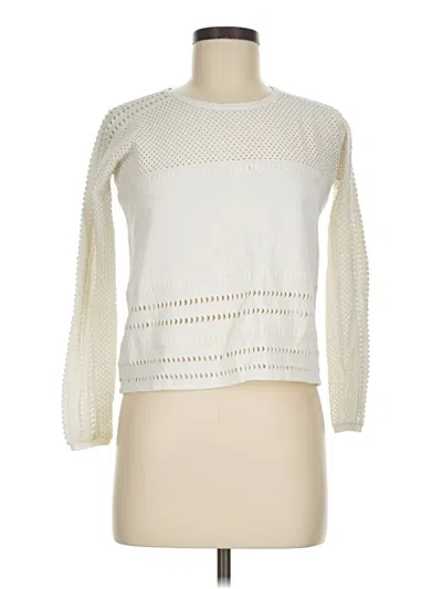 Pre-owned Maje Long Sleeve Top Ivory Mock Neckline Tops