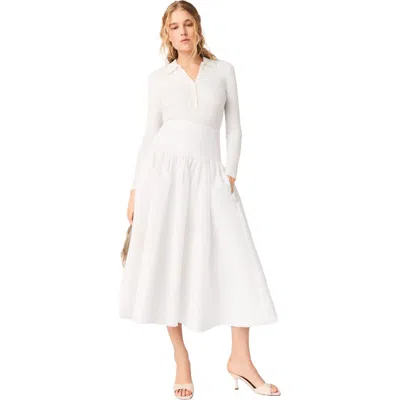 Maje Womens White Flared High-rise Taffeta Midi Skirt