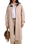 Maje Long Trench Coat In Beige Light