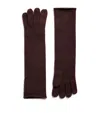 Maje Long Wool-cashmere Gloves In Burgundy