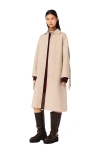 Maje Long Wool Coat In Neutral