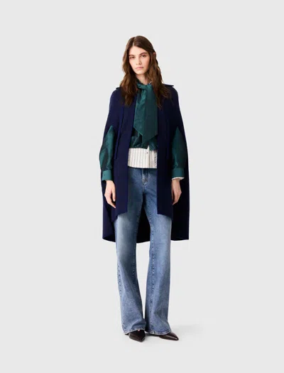Maje Longline Cape Cardigan In Navy
