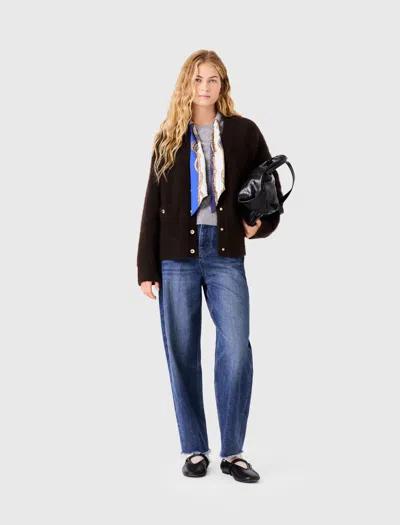 Maje Longline Yak Cardigan In Dark Brown