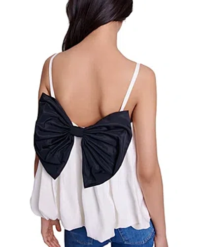 Maje Louma Sleeveless Bow Top In White