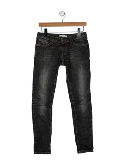 Pre-owned Maje Low-rise Skinny Leg Jeans In Black