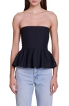 MAJE LULIETA STRAPLESS BUSTIER PEPLUM TOP