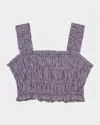 Maje Womens Gingham-print Sleeveless Smocked Crop Top Bicolore In Navy/white