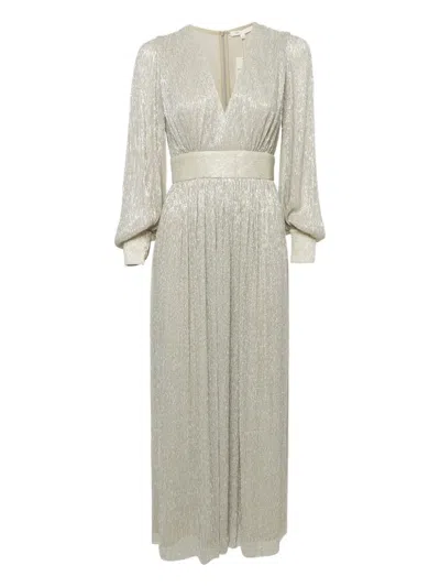 Pre-owned Maje Lurex-detail Pleated Dress In Gray