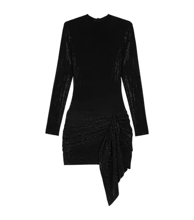 Maje Lurex Gathered Mini Dress In Black