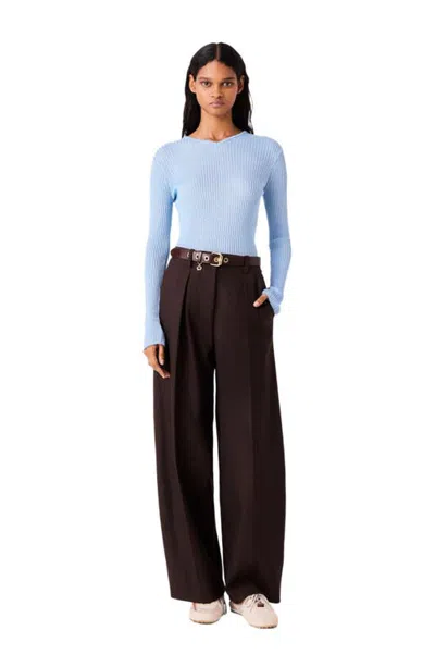 Maje Lurex Knit Sweater In Blue