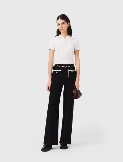 Maje Lurex Tweed Trousers In Black