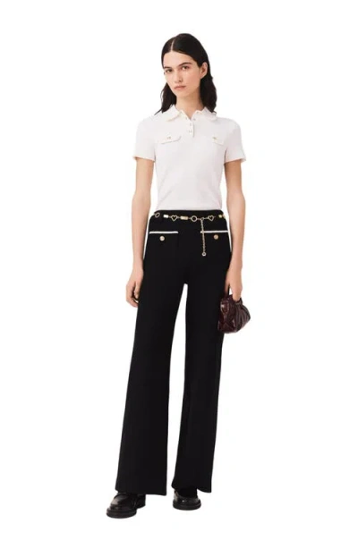 Maje Lurex Tweed Trousers In Black