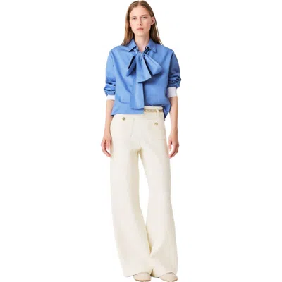 Maje Lurex Tweed Trousers In Ecru