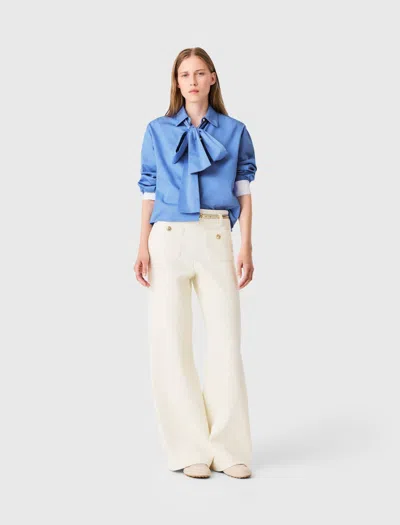 Maje Lurex Tweed Trousers In White