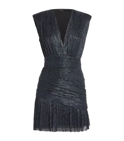 Maje Lurex V-neck Mini Dress In Blue
