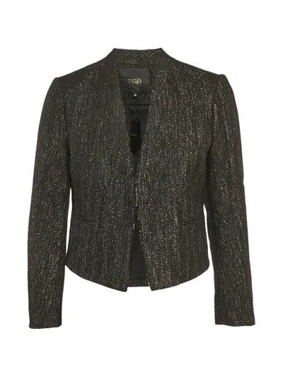 Pre-owned Maje Lurex-detail Hook-front Jacket In Black