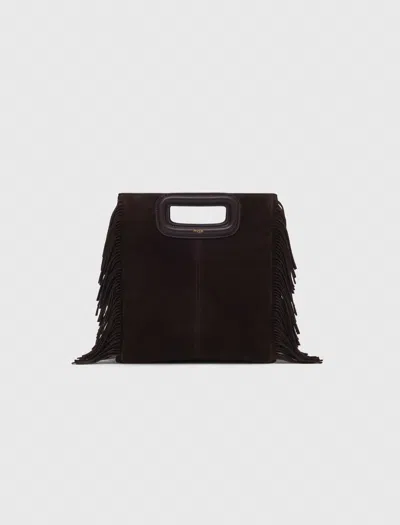 Maje M Bag In Suede Leather In Brown
