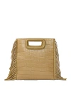 Maje Ecru M Fringed-trim Croc-embossed Leather Cross-body Bag