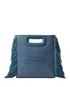 Maje Womens Bleus M Logo-embossed Leather Cross-body Bag In Blue Grey