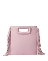 Maje M Fringe Leather Crossbody Bag In Pale Pink