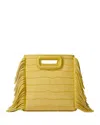 Maje M Fringe Leather Mini Bag In Yellow
