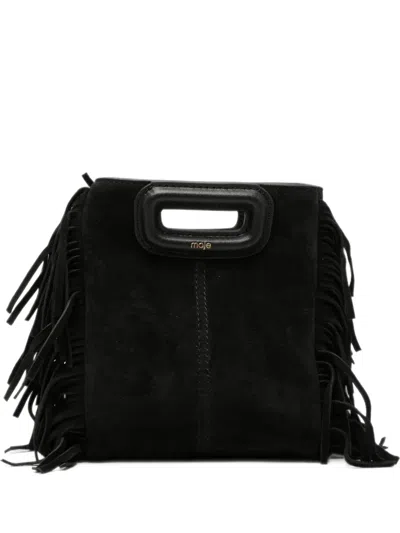 Maje M Fringe-detail Mini Bag In Black