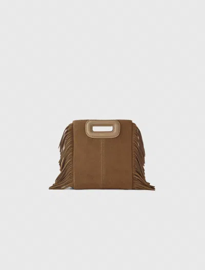 Maje M Mini Bag In Suede Leather In Brown