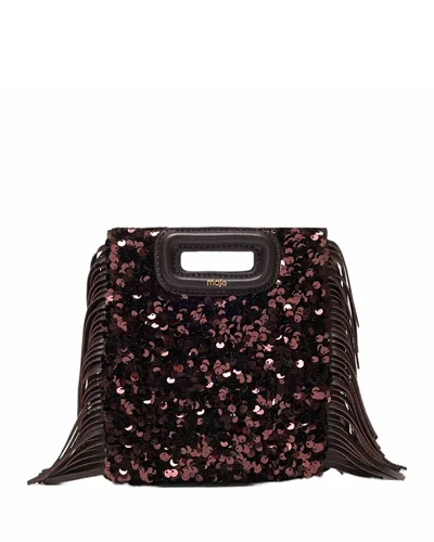 Maje Rhinestone Miss M Mini Bag In Brown
