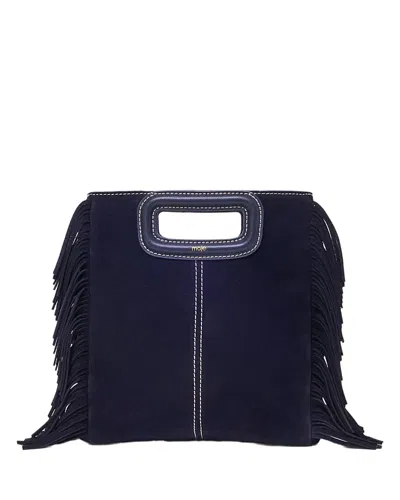 Maje M Stitched Suede Crossbody Bag In Purple